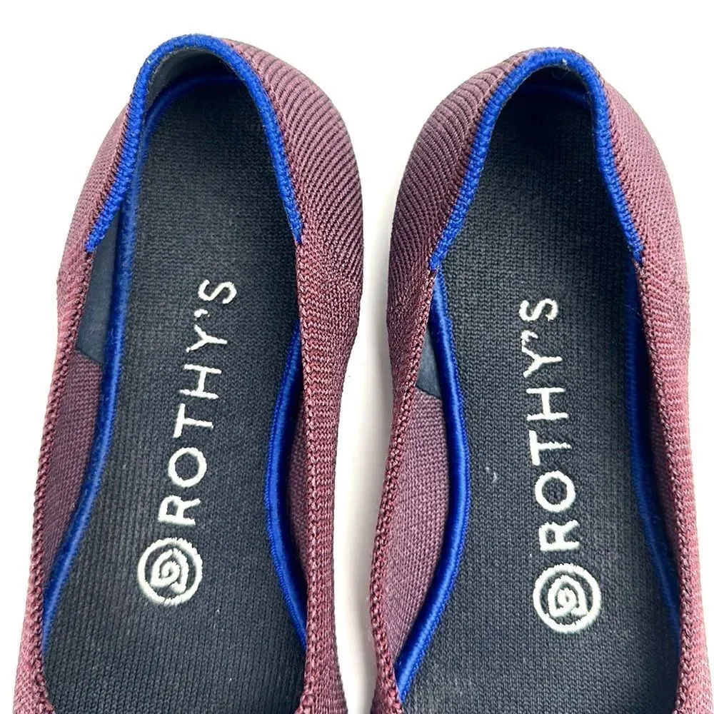 Rothy's The Flat Ballet Shoes Burgundy Round Toe Retired Color Size 6